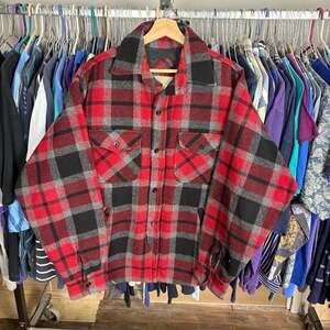 Vintage tweed rivers PLAID HUNTING WOOL BUTTON FRONT WINTER SHIRT size medium